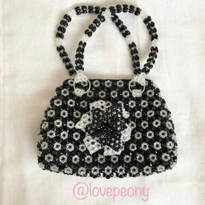 Vintage Y2K Black & Clear Beaded Purse